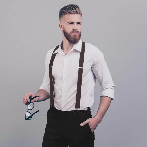 HISDERN Mens Elastic Suspenders and Bow tie Set Solid Color Adjustable X-Back Suspender for Wedding Formal Tuxedo Braces