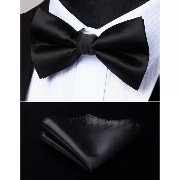 HISDERN Mens Elastic Suspenders and Bow tie Set Solid Color Adjustable X-Back Suspender for Wedding Formal Tuxedo Braces