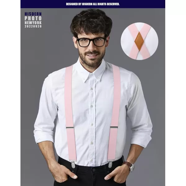 HISDERN Mens Elastic Suspenders and Bow tie Set Solid Color Adjustable X-Back Suspender for Wedding Formal Tuxedo Braces