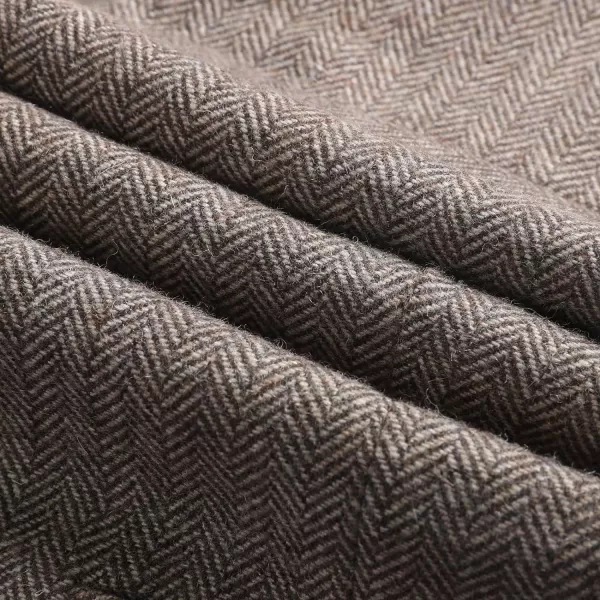 HISDERN Men's Herringbone Tweed Vest British Wedding Premium Wool Blend Suit Vest Business Formal Dress Vests Waistcoat