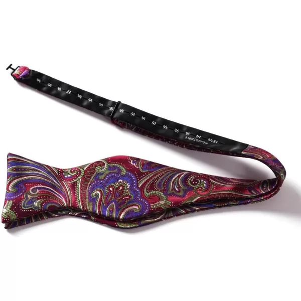 HISDERN Mens Paisley Floral Suspenders Strong 6 Clips Y-Back Adjustable Trouser Braces Self BowTie Set for Party Work