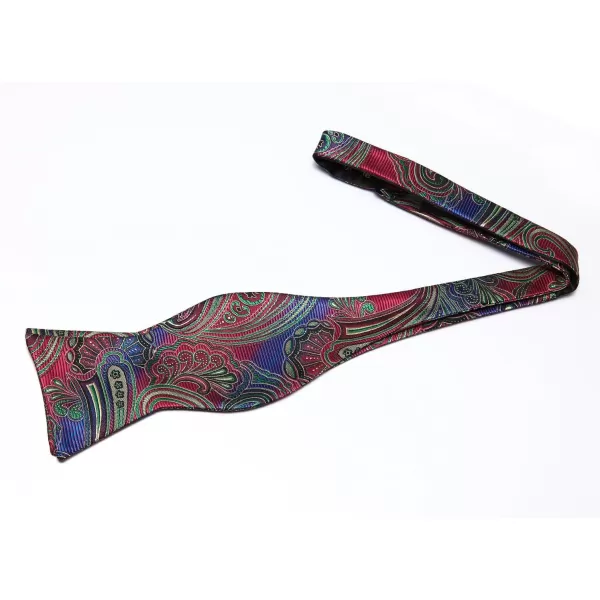 HISDERN Mens Paisley Floral Suspenders Strong 6 Clips Y-Back Adjustable Trouser Braces Self BowTie Set for Party Work
