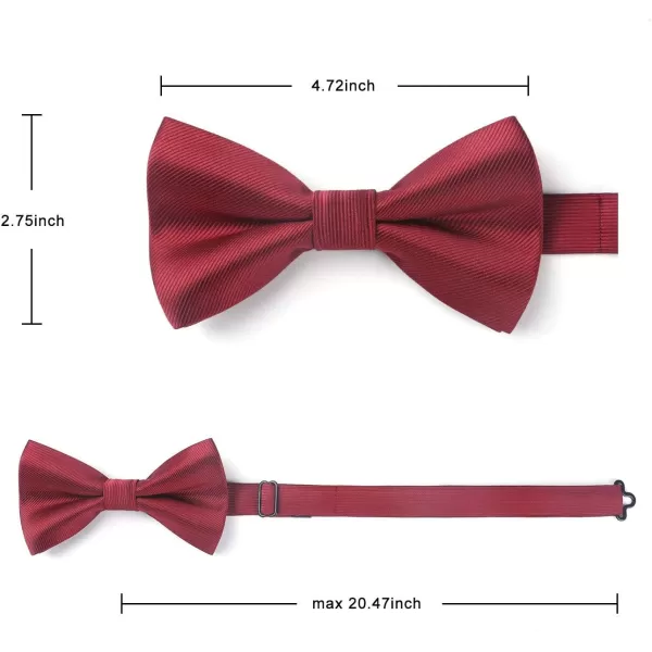 HISDERN Mens Pretied Bow Tie: Solid Color Tuxedo Bowtie and Pocket Square Set - Clip on Wedding Bow Ties for Men