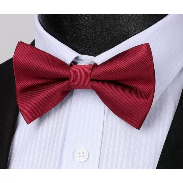 HISDERN Mens Pretied Bow Tie: Solid Color Tuxedo Bowtie and Pocket Square Set - Clip on Wedding Bow Ties for Men