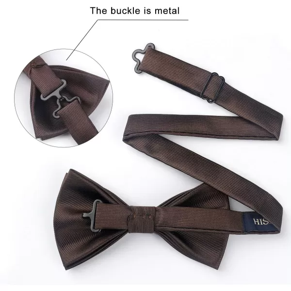 HISDERN Mens Pretied Bow Tie: Solid Color Tuxedo Bowtie and Pocket Square Set - Clip on Wedding Bow Ties for Men