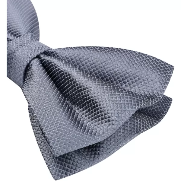 HISDERN Mens Pretied Bow Tie: Solid Color Tuxedo Bowtie and Pocket Square Set - Clip on Wedding Bow Ties for Men