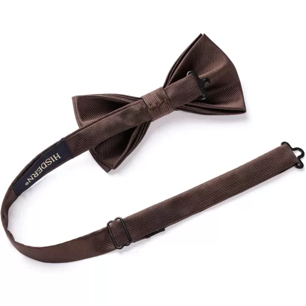HISDERN Mens Pretied Bow Tie: Solid Color Tuxedo Bowtie and Pocket Square Set - Clip on Wedding Bow Ties for Men