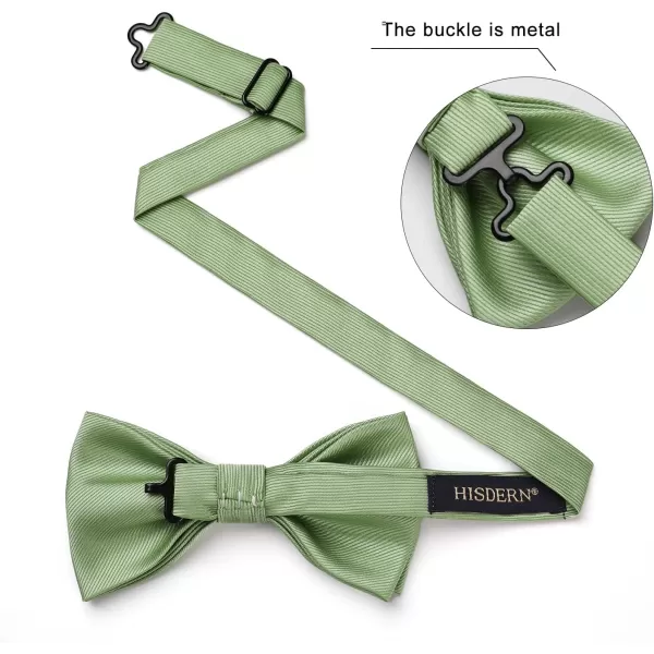 HISDERN Mens Pretied Bow Tie: Solid Color Tuxedo Bowtie and Pocket Square Set - Clip on Wedding Bow Ties for Men