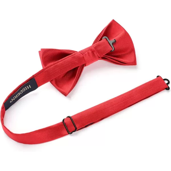 HISDERN Mens Pretied Bow Tie: Solid Color Tuxedo Bowtie and Pocket Square Set - Clip on Wedding Bow Ties for Men