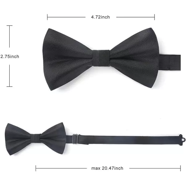 HISDERN Mens Pretied Bow Tie: Solid Color Tuxedo Bowtie and Pocket Square Set - Clip on Wedding Bow Ties for Men