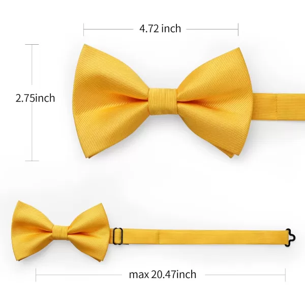 HISDERN Mens Pretied Bow Tie: Solid Color Tuxedo Bowtie and Pocket Square Set - Clip on Wedding Bow Ties for Men