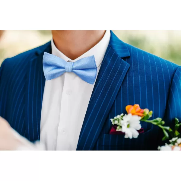 HISDERN Mens Pretied Bow Tie: Solid Color Tuxedo Bowtie and Pocket Square Set - Clip on Wedding Bow Ties for Men