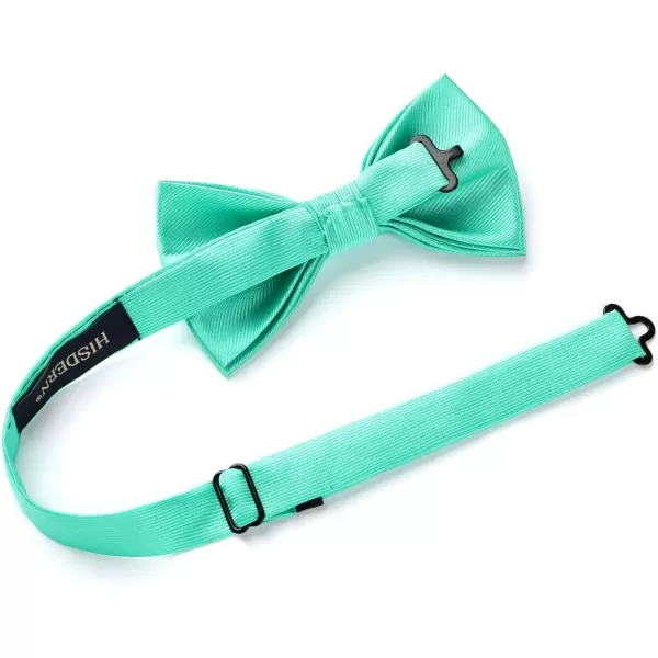 HISDERN Mens Pretied Bow Tie: Solid Color Tuxedo Bowtie and Pocket Square Set - Clip on Wedding Bow Ties for Men