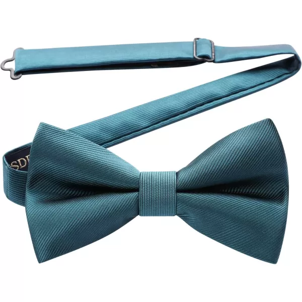 HISDERN Mens Pretied Bow Tie: Solid Color Tuxedo Bowtie and Pocket Square Set - Clip on Wedding Bow Ties for Men