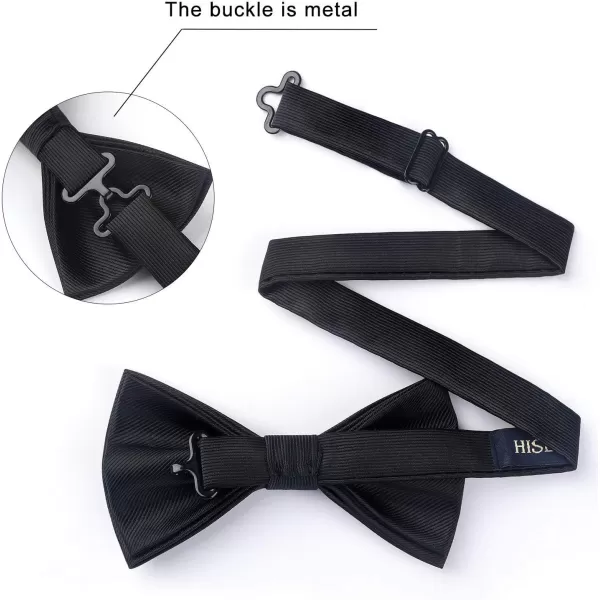 HISDERN Mens Pretied Bow Tie: Solid Color Tuxedo Bowtie and Pocket Square Set - Clip on Wedding Bow Ties for Men