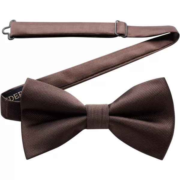 HISDERN Mens Pretied Bow Tie: Solid Color Tuxedo Bowtie and Pocket Square Set - Clip on Wedding Bow Ties for Men