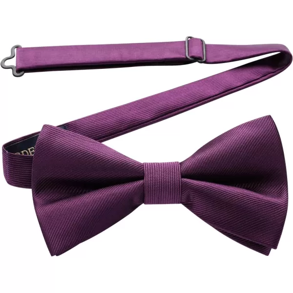HISDERN Mens Pretied Bow Tie: Solid Color Tuxedo Bowtie and Pocket Square Set - Clip on Wedding Bow Ties for Men