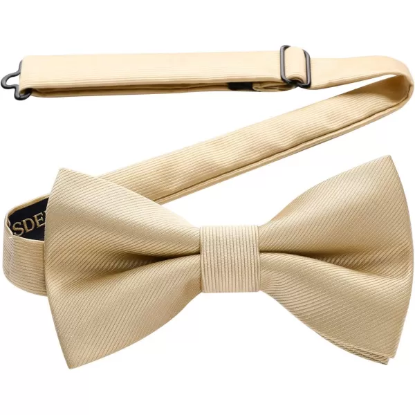 HISDERN Mens Pretied Bow Tie: Solid Color Tuxedo Bowtie and Pocket Square Set - Clip on Wedding Bow Ties for Men