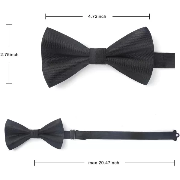 HISDERN Mens Pretied Bow Tie: Solid Color Tuxedo Bowtie and Pocket Square Set - Clip on Wedding Bow Ties for Men