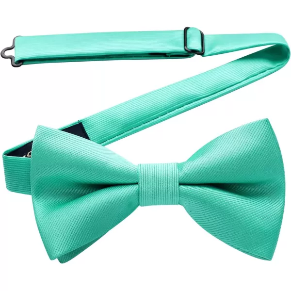 HISDERN Mens Pretied Bow Tie: Solid Color Tuxedo Bowtie and Pocket Square Set - Clip on Wedding Bow Ties for Men