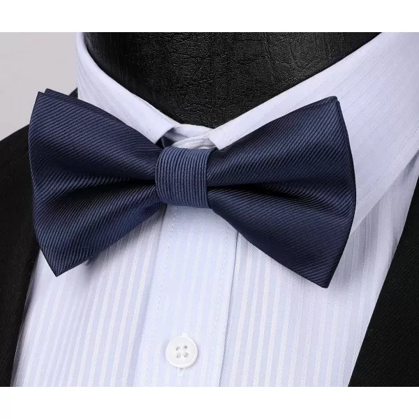 HISDERN Mens Pretied Bow Tie: Solid Color Tuxedo Bowtie and Pocket Square Set - Clip on Wedding Bow Ties for Men