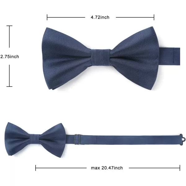 HISDERN Mens Pretied Bow Tie: Solid Color Tuxedo Bowtie and Pocket Square Set - Clip on Wedding Bow Ties for Men