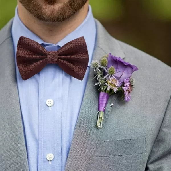 HISDERN Mens Pretied Bow Tie: Solid Color Tuxedo Bowtie and Pocket Square Set - Clip on Wedding Bow Ties for Men