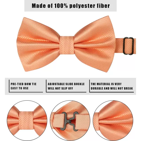 HISDERN Mens Pretied Bow Tie: Solid Color Tuxedo Bowtie and Pocket Square Set - Clip on Wedding Bow Ties for Men