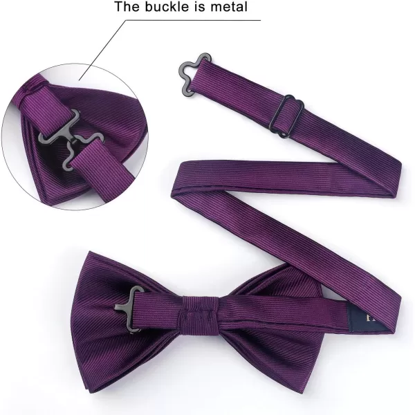 HISDERN Mens Pretied Bow Tie: Solid Color Tuxedo Bowtie and Pocket Square Set - Clip on Wedding Bow Ties for Men