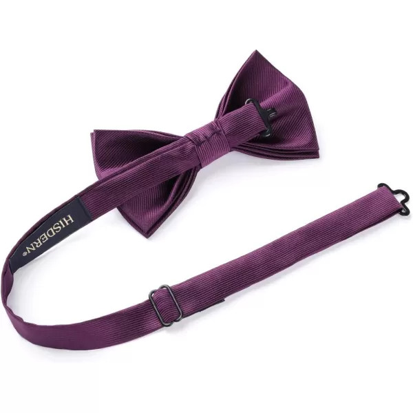 HISDERN Mens Pretied Bow Tie: Solid Color Tuxedo Bowtie and Pocket Square Set - Clip on Wedding Bow Ties for Men