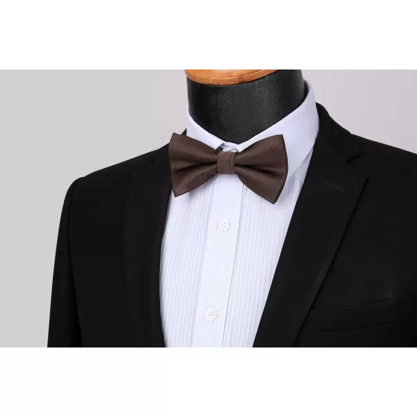 HISDERN Mens Pretied Bow Tie: Solid Color Tuxedo Bowtie and Pocket Square Set - Clip on Wedding Bow Ties for Men