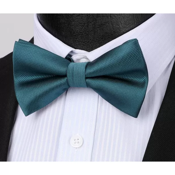 HISDERN Mens Pretied Bow Tie: Solid Color Tuxedo Bowtie and Pocket Square Set - Clip on Wedding Bow Ties for Men