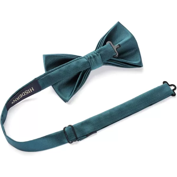 HISDERN Mens Pretied Bow Tie: Solid Color Tuxedo Bowtie and Pocket Square Set - Clip on Wedding Bow Ties for Men