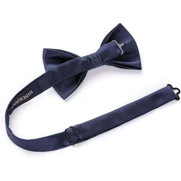 HISDERN Mens Pretied Bow Tie: Solid Color Tuxedo Bowtie and Pocket Square Set - Clip on Wedding Bow Ties for Men