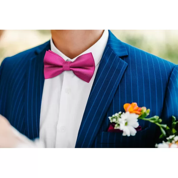 HISDERN Mens Pretied Bow Tie: Solid Color Tuxedo Bowtie and Pocket Square Set - Clip on Wedding Bow Ties for Men