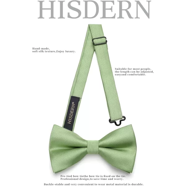 HISDERN Mens Pretied Bow Tie: Solid Color Tuxedo Bowtie and Pocket Square Set - Clip on Wedding Bow Ties for Men