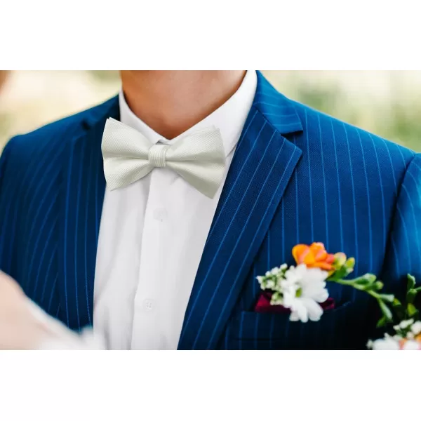 HISDERN Mens Pretied Bow Tie: Solid Color Tuxedo Bowtie and Pocket Square Set - Clip on Wedding Bow Ties for Men