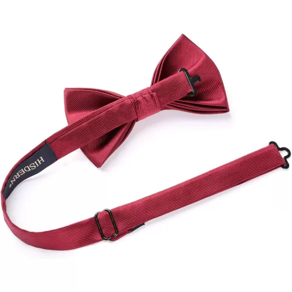 HISDERN Mens Pretied Bow Tie: Solid Color Tuxedo Bowtie and Pocket Square Set - Clip on Wedding Bow Ties for Men