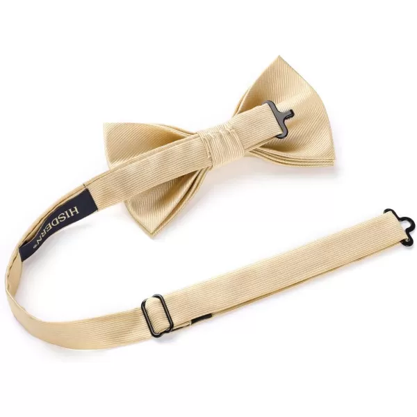 HISDERN Mens Pretied Bow Tie: Solid Color Tuxedo Bowtie and Pocket Square Set - Clip on Wedding Bow Ties for Men