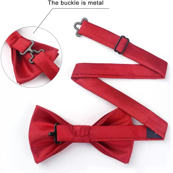 HISDERN Mens Pretied Bow Tie: Solid Color Tuxedo Bowtie and Pocket Square Set - Clip on Wedding Bow Ties for Men