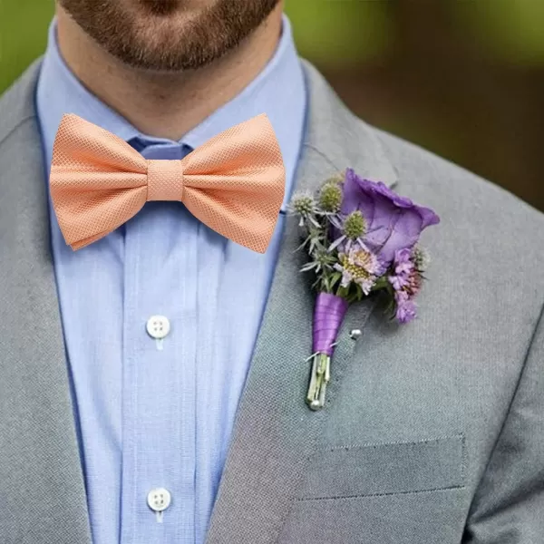 HISDERN Mens Pretied Bow Tie: Solid Color Tuxedo Bowtie and Pocket Square Set - Clip on Wedding Bow Ties for Men