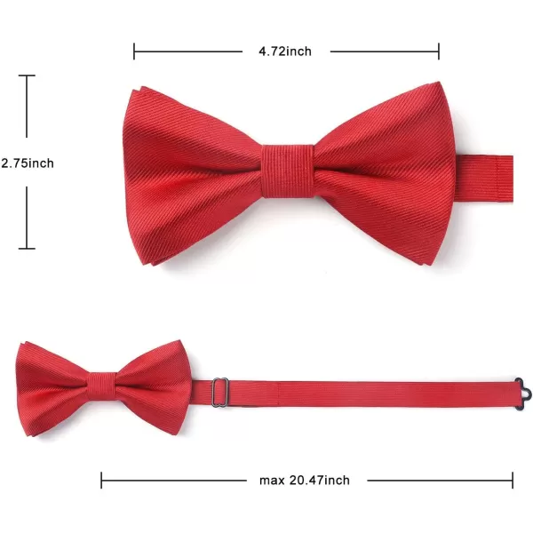 HISDERN Mens Pretied Bow Tie: Solid Color Tuxedo Bowtie and Pocket Square Set - Clip on Wedding Bow Ties for Men