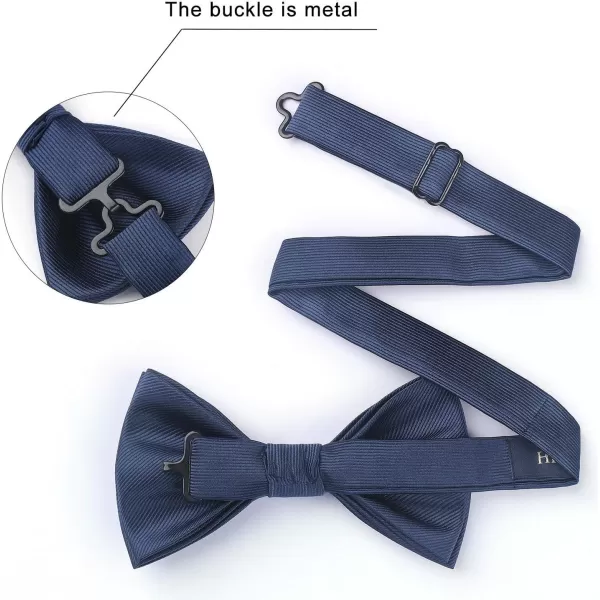 HISDERN Mens Pretied Bow Tie: Solid Color Tuxedo Bowtie and Pocket Square Set - Clip on Wedding Bow Ties for Men