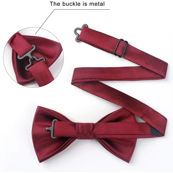 HISDERN Mens Pretied Bow Tie: Solid Color Tuxedo Bowtie and Pocket Square Set - Clip on Wedding Bow Ties for Men