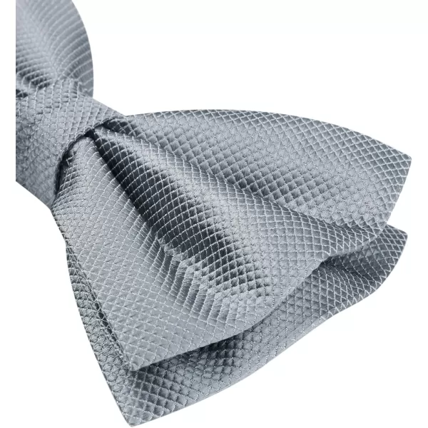 HISDERN Mens Pretied Bow Tie: Solid Color Tuxedo Bowtie and Pocket Square Set - Clip on Wedding Bow Ties for Men