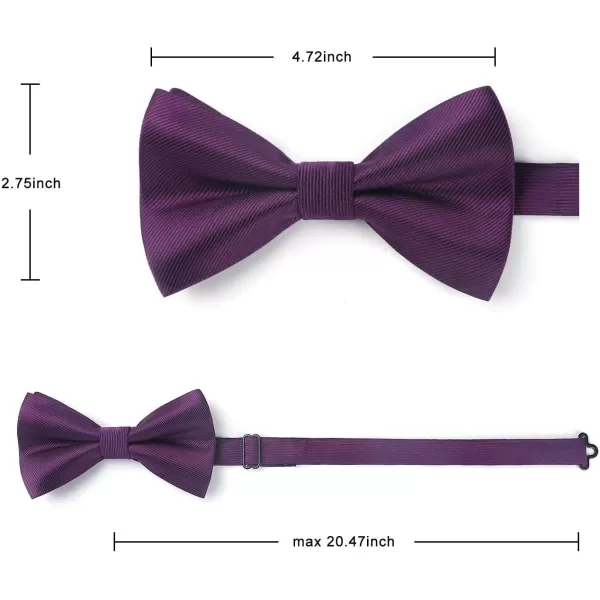HISDERN Mens Pretied Bow Tie: Solid Color Tuxedo Bowtie and Pocket Square Set - Clip on Wedding Bow Ties for Men