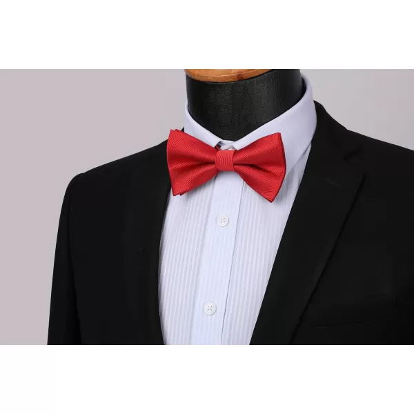 HISDERN Mens Pretied Bow Tie: Solid Color Tuxedo Bowtie and Pocket Square Set - Clip on Wedding Bow Ties for Men