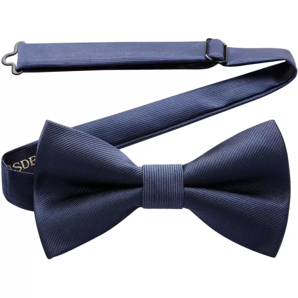 HISDERN Mens Pretied Bow Tie: Solid Color Tuxedo Bowtie and Pocket Square Set - Clip on Wedding Bow Ties for Men