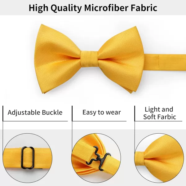 HISDERN Mens Pretied Bow Tie: Solid Color Tuxedo Bowtie and Pocket Square Set - Clip on Wedding Bow Ties for Men