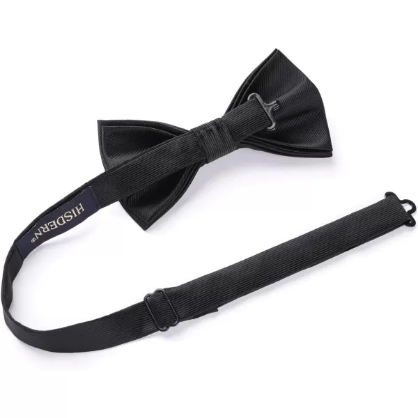 HISDERN Mens Pretied Bow Tie: Solid Color Tuxedo Bowtie and Pocket Square Set - Clip on Wedding Bow Ties for Men